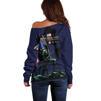 Memorial Day Veteran Remember and Honor Off Shoulder Sweater