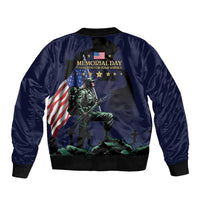 Memorial Day Veteran Remember and Honor Sleeve Zip Bomber Jacket