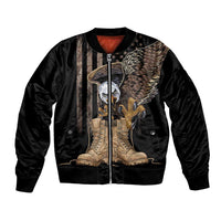 US Memorial Day Bomber Jacket Land Of The Free Patriotic American Flag Vintage