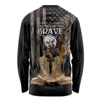 US Memorial Day Long Sleeve Shirt Land Of The Free Patriotic American Flag Vintage