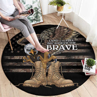 US Memorial Day Round Carpet Land Of The Free Patriotic American Flag Vintage