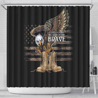 US Memorial Day Shower Curtain Land Of The Free Patriotic American Flag Vintage