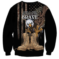 US Memorial Day Sweatshirt Land Of The Free Patriotic American Flag Vintage
