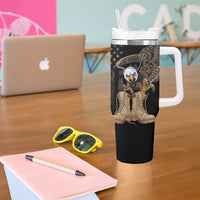 US Memorial Day Tumbler With Handle Land Of The Free Patriotic American Flag Vintage