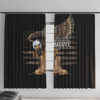 US Memorial Day Window Curtain Land Of The Free Patriotic American Flag Vintage