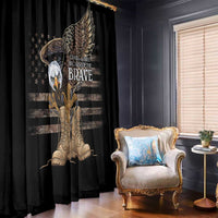 US Memorial Day Window Curtain Land Of The Free Patriotic American Flag Vintage