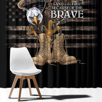 US Memorial Day Window Curtain Land Of The Free Patriotic American Flag Vintage