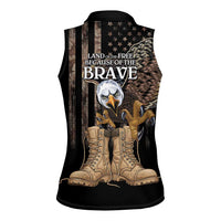 US Memorial Day Women Sleeveless Polo Shirt Land Of The Free Patriotic American Flag Vintage