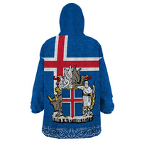 Iceland Wearable Blanket Hoodie Icelandic Coat Of Arms and Flag - Wonder Print Shop