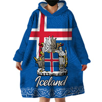 Iceland Wearable Blanket Hoodie Icelandic Coat Of Arms and Flag - Wonder Print Shop