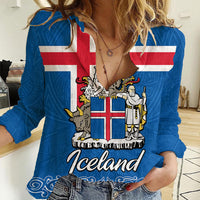 Iceland Women Casual Shirt Icelandic Coat Of Arms and Flag - Wonder Print Shop