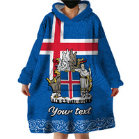 Personalised Iceland Wearable Blanket Hoodie Icelandic Coat Of Arms and Flag - Wonder Print Shop