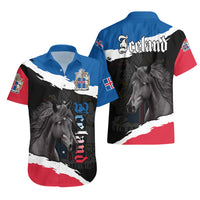 Icelandic Horse Hawaiian Shirt Icelandic Coat of Arm - Black - Wonder Print Shop
