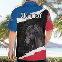 Personalised Icelandic Horse Hawaiian Shirt Icelandic Coat of Arm - Black - Wonder Print Shop