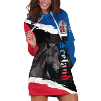 Personalised Icelandic Horse Hoodie Dress Icelandic Coat of Arm - Black - Wonder Print Shop