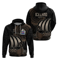 Viking Iceland Coat Of Arms Hoodie Viking Norman Ship Crossing The Sea - Wonder Print Shop