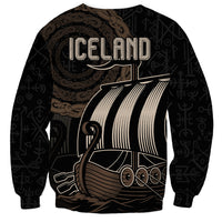 Viking Iceland Coat Of Arms Sweatshirt Viking Norman Ship Crossing The Sea - Wonder Print Shop
