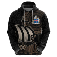 Personalised Viking Iceland Hoodie Norman Ship with Coat Of Arms Crossing The Sea - Wonder Print Shop