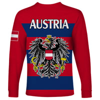 Austria Long Sleeve Shirt Austrian Coat Of Arms Minimalist Red Style - Wonder Print Shop
