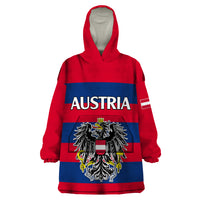 Austria Wearable Blanket Hoodie Austrian Coat Of Arms Minimalist Red Style - Wonder Print Shop