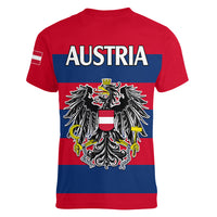 Austria Women V Neck T Shirt Austrian Coat Of Arms Minimalist Red Style - Wonder Print Shop