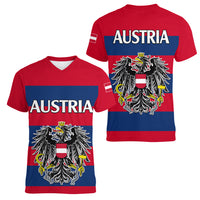 Austria Women V Neck T Shirt Austrian Coat Of Arms Minimalist Red Style - Wonder Print Shop