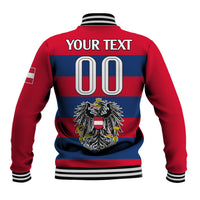 (Custom Text And Number) Austria Baseball Jacket Austrian Coat Of Arms Minimalist Red Style LT9 - Wonder Print Shop