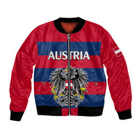 (Custom Text And Number) Austria Bomber Jacket Austrian Coat Of Arms Minimalist Red Style LT9 - Wonder Print Shop