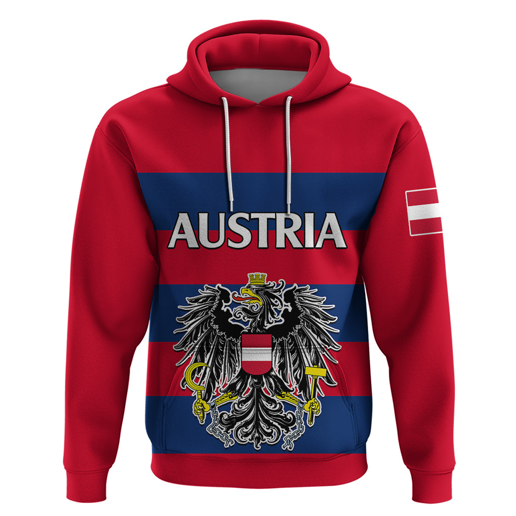 custom-text-and-number-austria-hoodie-austrian-coat-of-arms-minimalist-red-style