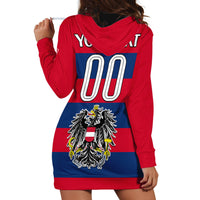 (Custom Text And Number) Austria Hoodie Dress Austrian Coat Of Arms Minimalist Red Style - Wonder Print Shop