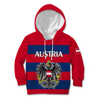 (Custom Text And Number) Austria Kid Hoodie Austrian Coat Of Arms Minimalist Red Style - Wonder Print Shop