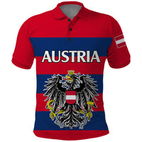 (Custom Text And Number) Austria Polo Shirt Austrian Coat Of Arms Minimalist Red Style - Wonder Print Shop