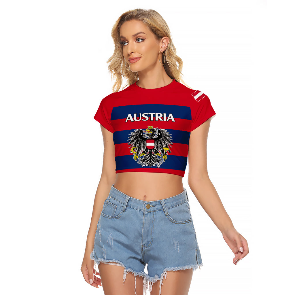 custom-text-and-number-austria-raglan-cropped-t-shirt-austrian-coat-of-arms-minimalist-red-style