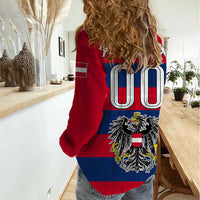 (Custom Text And Number) Austria Women Casual Shirt Austrian Coat Of Arms Minimalist Red Style - Wonder Print Shop