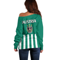 Austria Off Shoulder Sweater Austrian Coat Of Arms Minimalist Green Style No1 - Wonder Print Shop