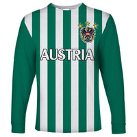 (Custom Text And Number) Austria Long Sleeve Shirt Austrian Coat Of Arms Minimalist Green Style No1 - Wonder Print Shop