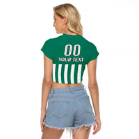 (Custom Text And Number) Austria Raglan Cropped T Shirt Austrian Coat Of Arms Minimalist Green Style No1 - Wonder Print Shop