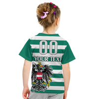(Custom Text And Number) Austria Kid T Shirt Austrian Coat Of Arms Minimalist Green Style No2 - Wonder Print Shop