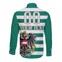 (Custom Text And Number) Austria Long Sleeve Button Shirt Austrian Coat Of Arms Minimalist Green Style No2 - Wonder Print Shop