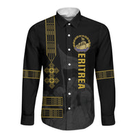 Eritrea Martyrs Day June 20 Long Sleeve Button Shirt Never Forgotten Proud Eritrean Heritage Black Version