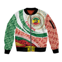 Ethiopia In My Blood Sleeve Zip Bomber Jacket Lion Of Judah In My Heart