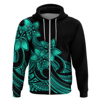 Polynesian Pride Plumeria Flowers Hoodie Polynesian Tribal Aqua Vibe - Wonder Print Shop