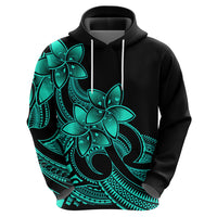 Polynesian Pride Plumeria Flowers Hoodie Polynesian Tribal Aqua Vibe - Wonder Print Shop