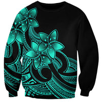 Polynesian Pride Plumeria Flowers Sweatshirt Polynesian Tribal Aqua Vibe - Wonder Print Shop
