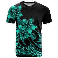 Polynesian Pride Plumeria Flowers T Shirt Polynesian Tribal Aqua Vibe - Wonder Print Shop