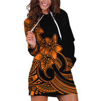 Polynesian Pride Plumeria Flowers Hoodie Dress Polynesian Tribal Gold Vibe - Wonder Print Shop