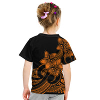 Polynesian Pride Plumeria Flowers Kid T Shirt Polynesian Tribal Gold Vibe - Wonder Print Shop