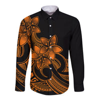 Polynesian Pride Plumeria Flowers Long Sleeve Button Shirt Polynesian Tribal Gold Vibe - Wonder Print Shop