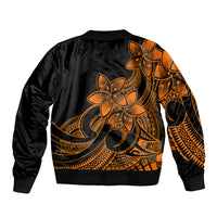 Polynesian Pride Plumeria Flowers Sleeve Zip Bomber Jacket Polynesian Tribal Gold Vibe - Wonder Print Shop