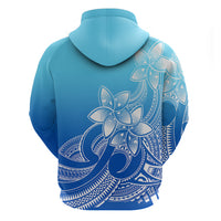 Polynesian Pride Plumeria Flowers Hoodie Polynesian Tribal Gradient Blue - Wonder Print Shop